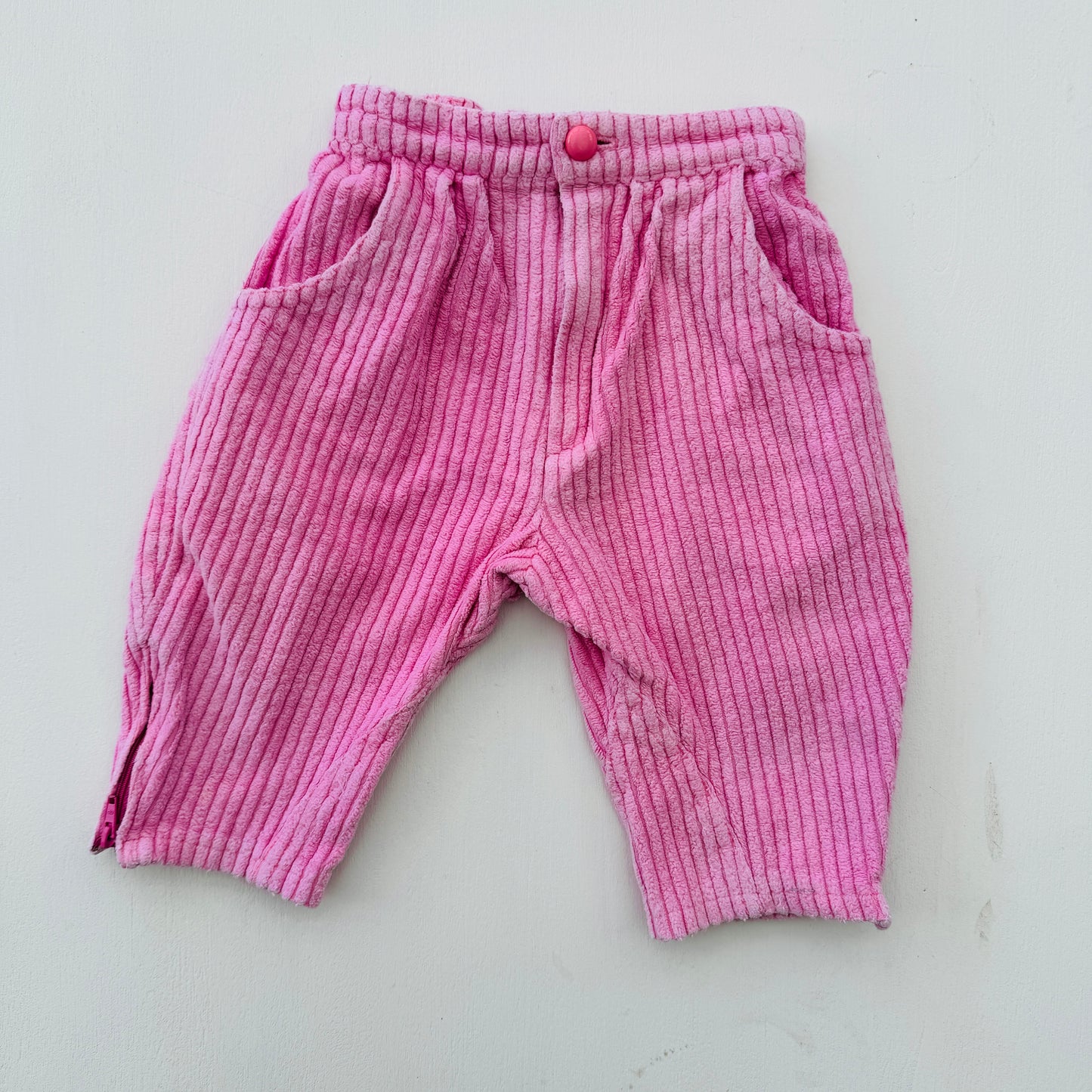 BROEK ROZE VELOURS (9-12M)