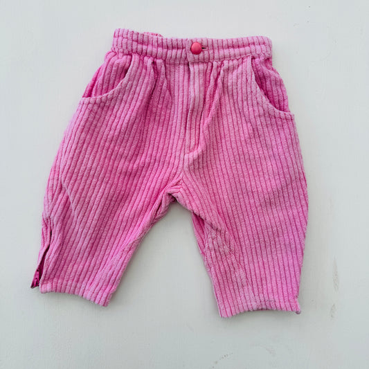 BROEK ROZE VELOURS (9-12M)